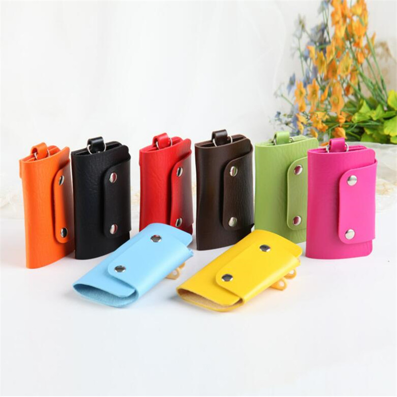 LLavero de cuero PU para hombre y mujer, organizador de llaves, bolsa dividida, cartera de la llave del coche, funda para llaves, minitarjeta, billetera