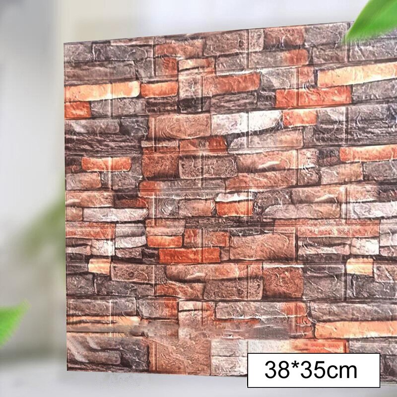Självhäftande 3d väggdekal imitation tegel marmor präglad diy heminredning tapet barnrum kök sovrum: Röd tegelsten