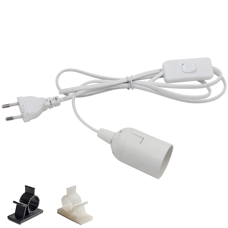 Portalámparas E27, luz colgante, cable de alimentación de 1,8 m, adaptador de enchufe UE/EE. UU. con cable de interruptor, utilizado para fijar enchufes, blanco, negro: Negro