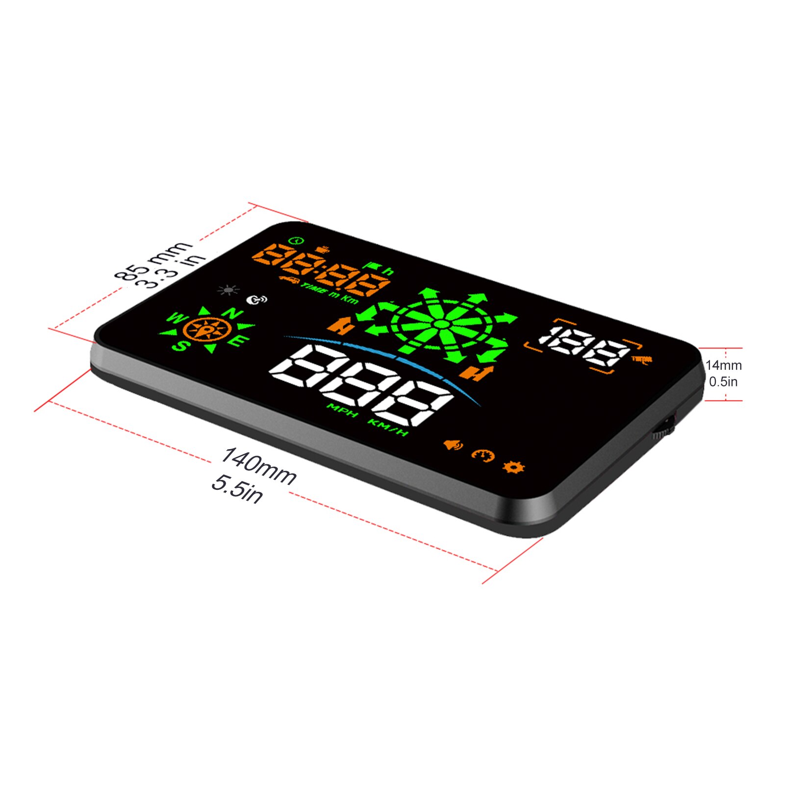 Car Universal Navigation Version HUD 5.5''HD Screen Head Up Display GPS System Support OverSpeed Warning Mileage