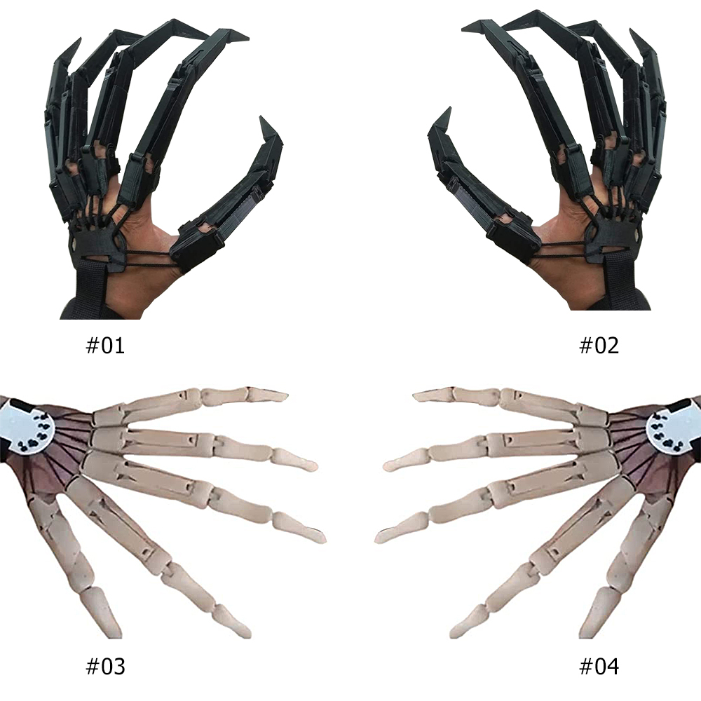 3D Printed Halloween Articulated Fingers Extensions Flexible Joints Movable Wearable Long Fingers Decoration Props Claw Cosplay