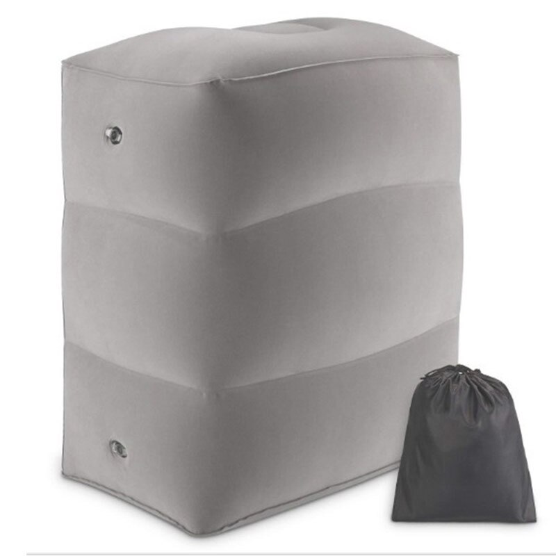 PVC Kids Flight Sleeping Footrest Pillow Resting Pillow On Airplane Car Bus Pillow Inflatable Travel Foot rest Pillow Foot Pad: Gray