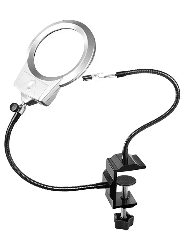 LED 4X/6X Magnifier Vise Table Clamp Soldering Helping Hand Soldering Station USB Flexible Arms Third Hand Tool Holder