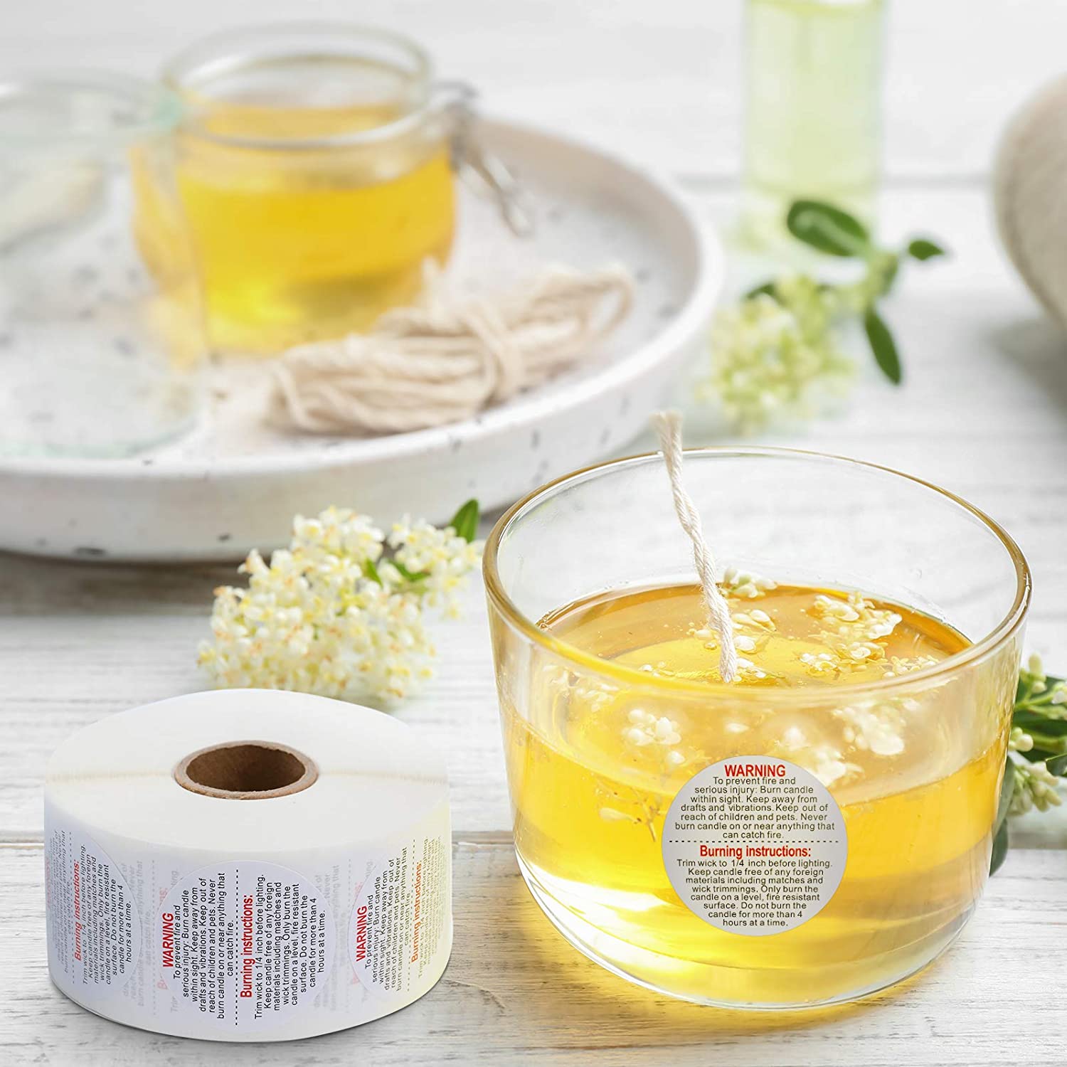 500PCS Candle Warning Labels Candle Jar Container Stickers Candle Safety Labels Candle Warning Sticker Decals for Candle Making