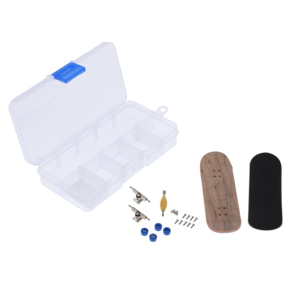 DIY Wooden Fingerboard Finger Skate Board Grit Box Maple Wood Tools Box: Dark Blue