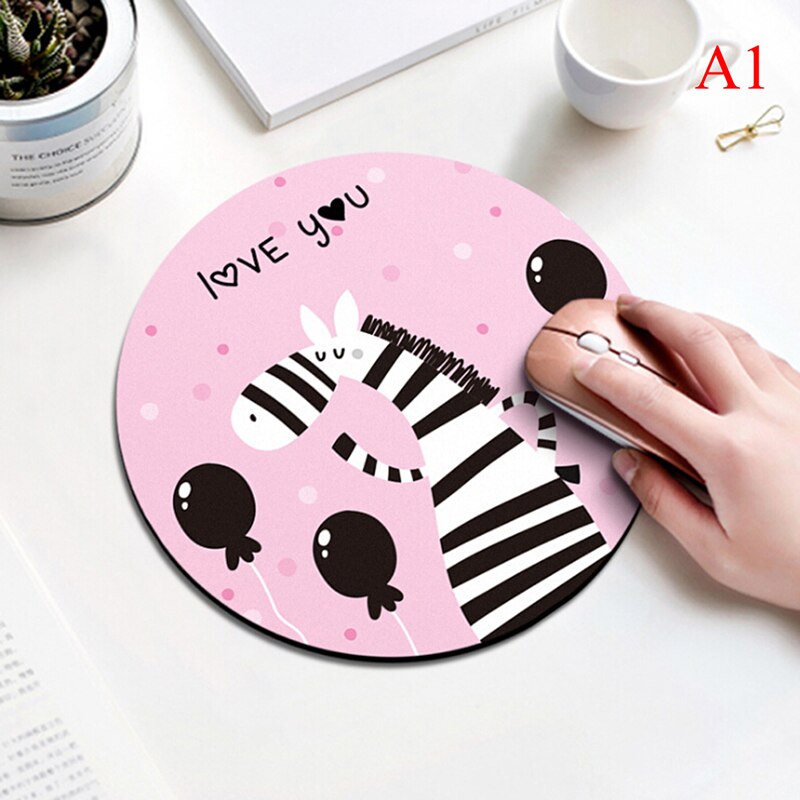 1pcs cartoon dier patroon muismat 20*3 cm ronde rubber muismat kantoor computer thuis non- slip desk pad: A1