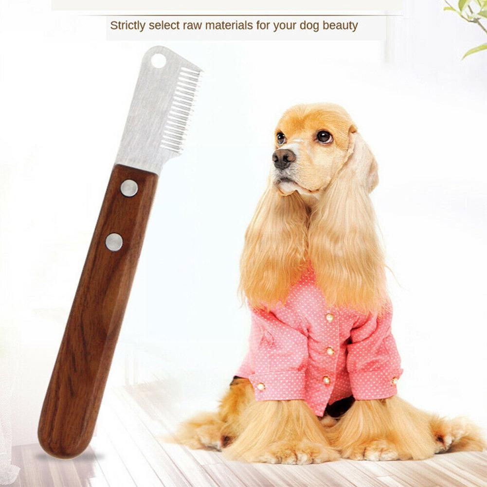 Haustier ist hingefallen Trimmen Dematting Pinsel Katze Pflege Hund Werkzeug Haar Hund Kamm Griff Liefert Strippen Messer Entfernung X5O1