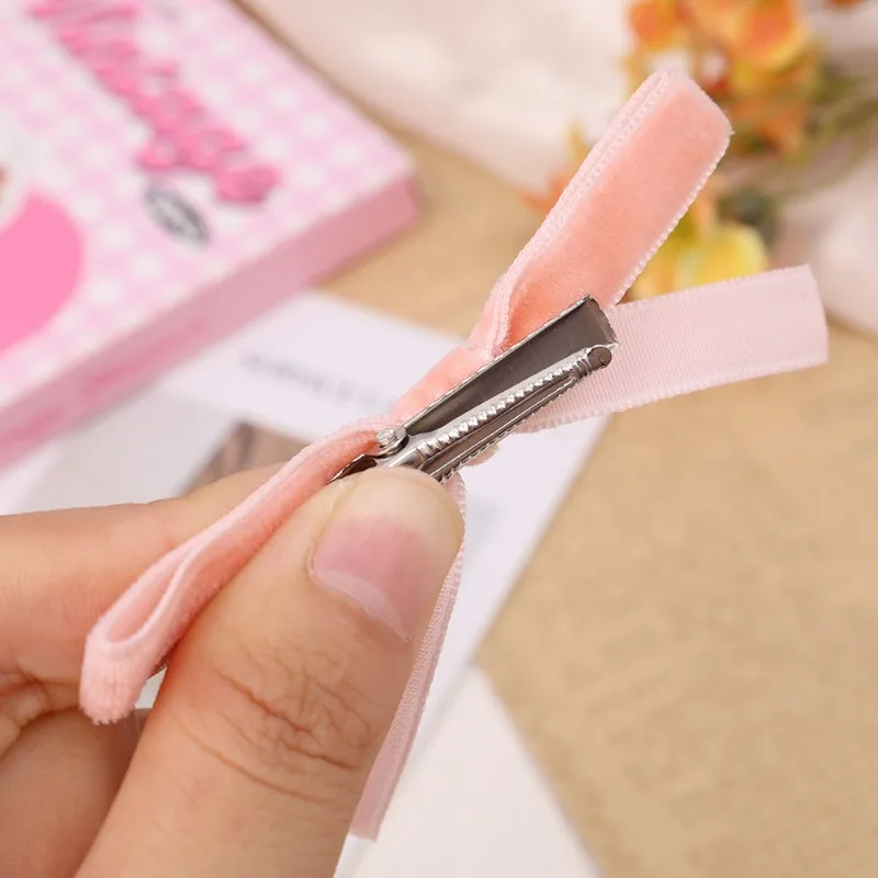 Horquilla de cinta con lazo de terciopelo para niña, Retro, Lolita, bonita pinza para el pelo pequeña, pasadores, accesorios para la cabeza para mujer