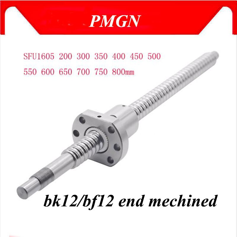 CNC Ball Screw C7 1605 flange Single Ballnut BK/BF12 RM1605 End Machined CNC SFU1605 200 300 350 400 450 500 550 600 650mm