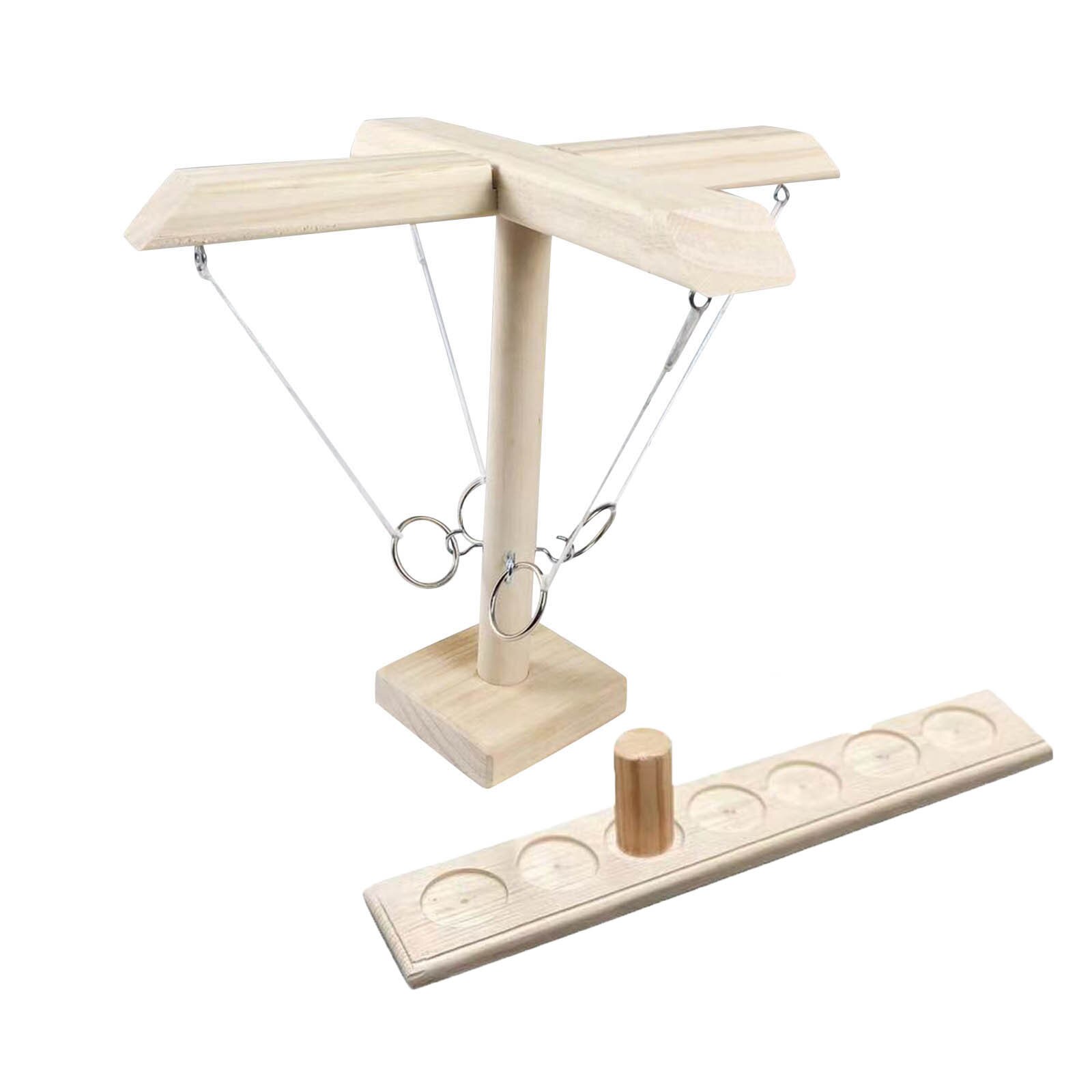 Ringwurfspiel für 4 spieler, interaktives spielzeug für partys, bars und zuhause. handgefertigte ringhaken aus holz.: C