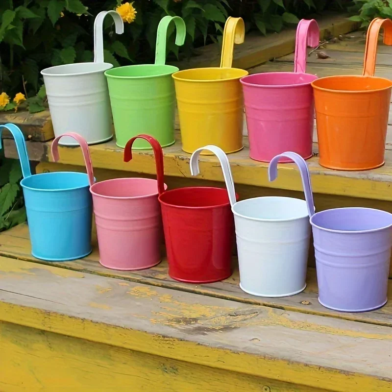 10 stks/set Ijzer Pastorale Balkon Potten Plantenbakken Muur Opknoping Metalen Emmer Bloem Houder Vaas Bloempot Tuin Decoratie Benodigdheden