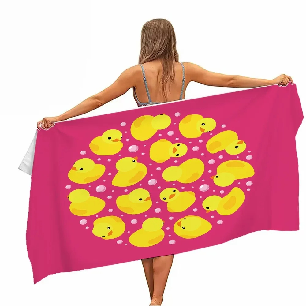 Extra grote, sneldrogende microvezel strandhanddoek met chic eendendesign - superabsorberend, lichtgewicht en stijlvol: L / Roze