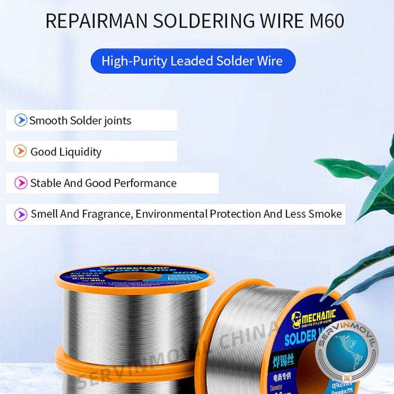 Cable de estaño de alta pureza M60-0.3mm-0.8MM 40g, alambre de soldadura activo para soldador eléctrico refundido Repai
