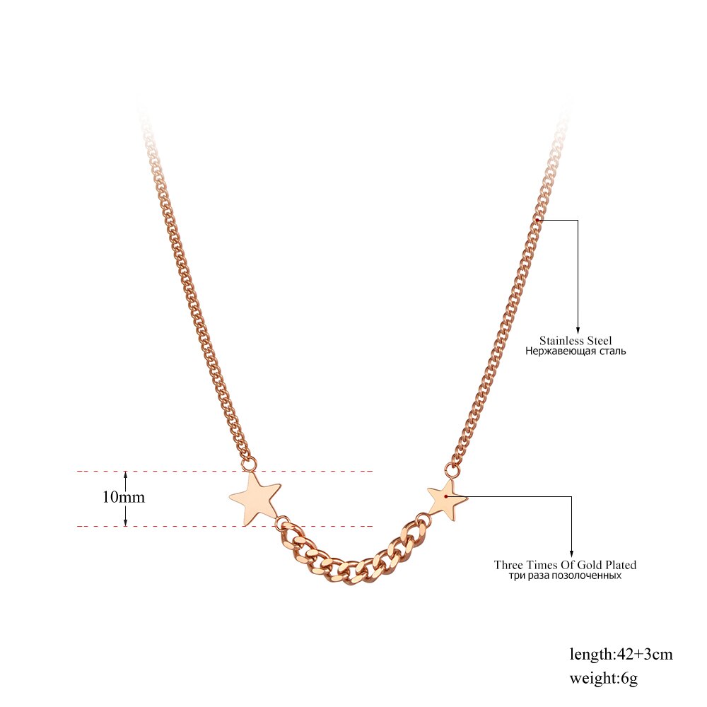 Lokaer Bohemen Rose Gold Double Star Charm Hanger Kettingen Voor Vrouwen Meisjes Rvs Ketting N20166