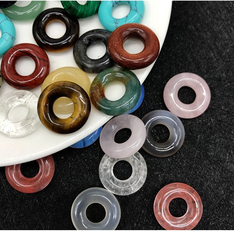 20mm 2 sztuk/paczka moda pokój klamra duże koraliki z dziurką Bagel z kamienia naturalnego 17 kolorów koraliki do wyrobu kolczyków