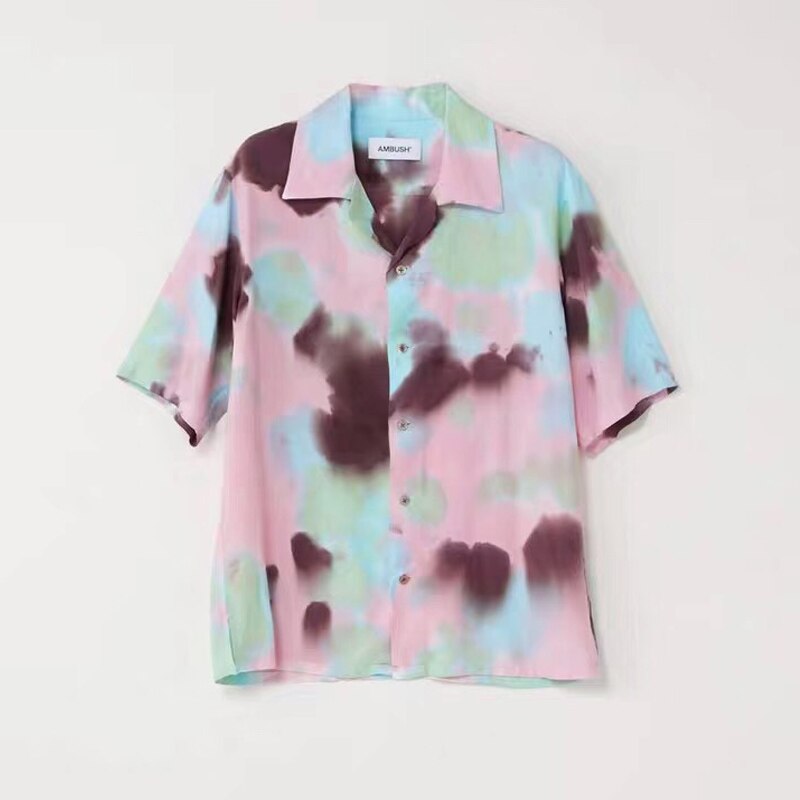 Sommer strand rejser baghold skjorter mænd kvinder slips farvning hip-hop afslappet broderi bløde baghold korte ærmer skjorter: 3 / L