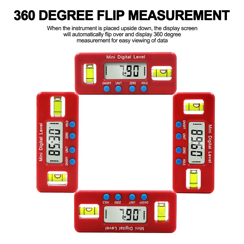 Mini Strong Magnetic Level Scale Instruments Digital Display Inclinometer Measuring Tool Angle Ruler Home Use
