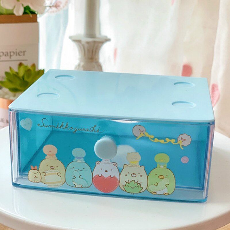 Śliczne Anime kreatywne pudełko na kosmetyki Cartoon Stars śliczne szuflada schowek torba na kosmetyki dziewczyny Kawaii pulpit sypialnia plastikowy Organizer