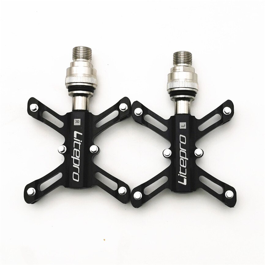 Litepro Quick Release Pedal Ultralight Folding Bike Aluminum Alloy Sealed Bearing QR Pedals For Brompton Bicycle Parts: BLACK