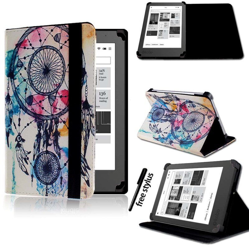 KK&LL para Kobo Glo HD, Kobo Touch 6 "/Touch 2,0 ) Kindle Tablet-cuero Tablet Folio funda inteligente + Stylus: Dream Catcher