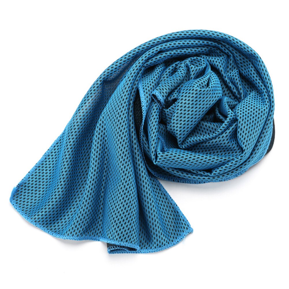 Serviette refroidissante de Sport réutilisable, avec bouteille utilitaire de glace instantanée durable, soulagement de la chaleur: Blue Towel