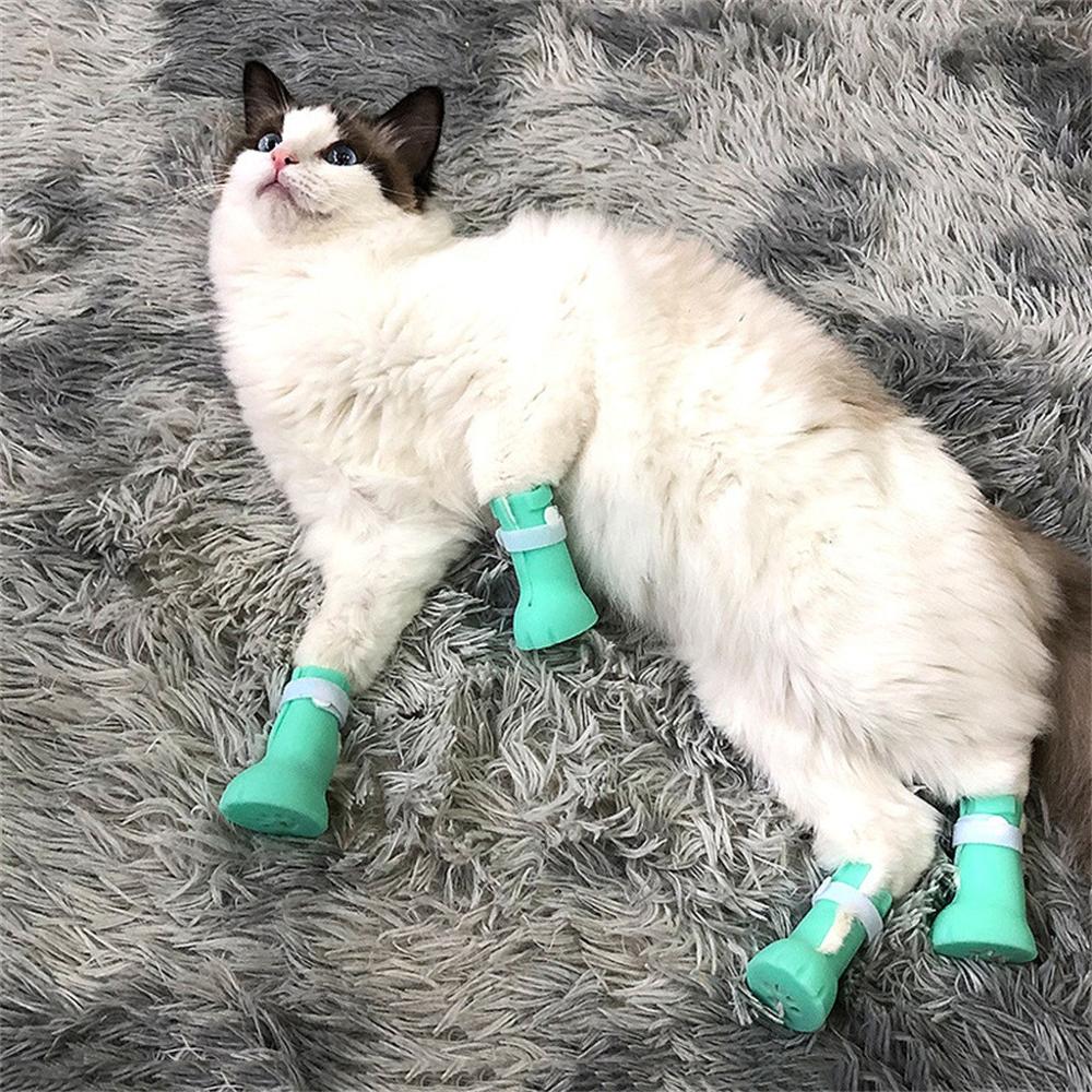 Silicone chat toilettage fournitures anti-rayures chaussures pour chats réglable chat de compagnie bottes bain lavage chat griffe patte couverture protecteur