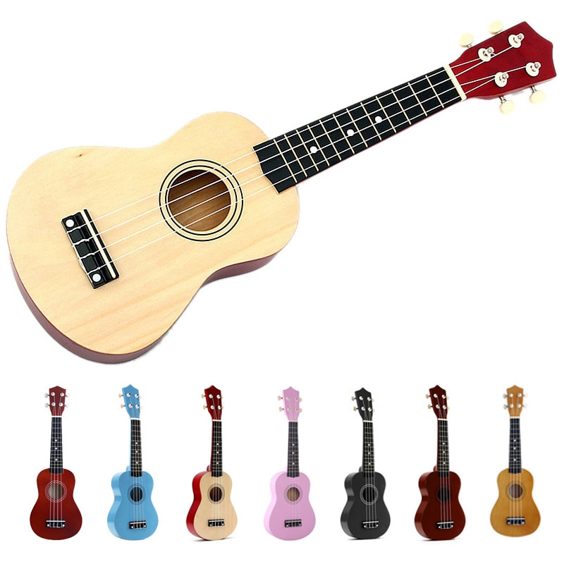 Ukelele Soprano de 21 pulgadas, 4 cuerdas, guitarra hawaiana, Uke + cuerda + púa para de chico principiantes