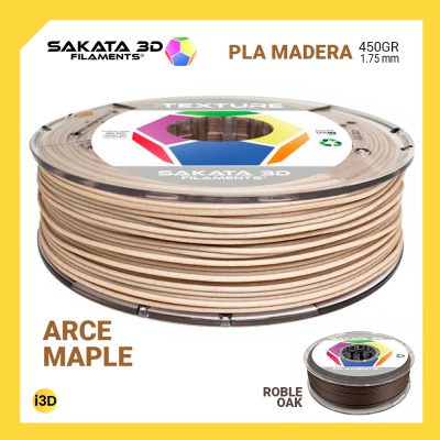 Filamento PLA 850 Texture Wood Sakata 3D Madera 1,75 mm 450 gr Impresora 3D Ender Creality Prusa EasyPrint Fabricado en España