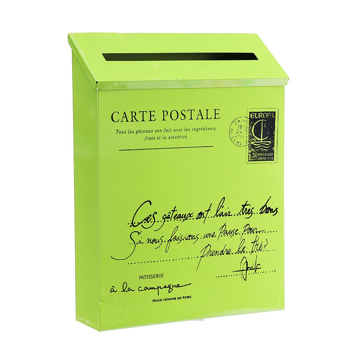 Retro American Pastoral Wall Mounted Mailbox Bucket Newspaper Boxes Mail Box Metal Letter Post Mailbox Garden Decoration: Green