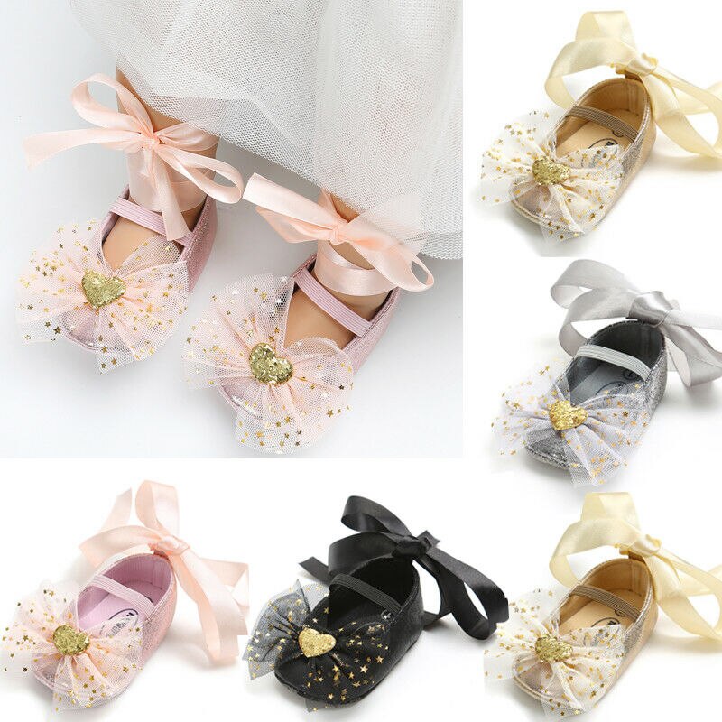 Chaussures à Paillettes Pour Bébé Fille – Semelle Souple – Avec Bandeau à Nœud – Idéal Fêtes, Occasions Spéciales