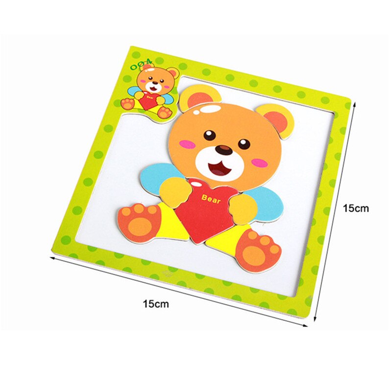 Holzspielzeug 3D Magnetische Puzzle Holz Baby Spielzeug Tiger/Bär Frosch Cartoon Tiere Kühlschrank Magnet Pädagogisches