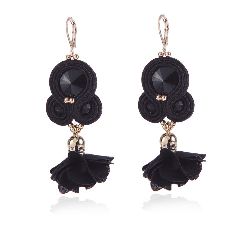 Kpacota farve soutache hængende øreringe håndlavede dangle øreringe smuk blomst etnisk gul pink smykker til kvinder