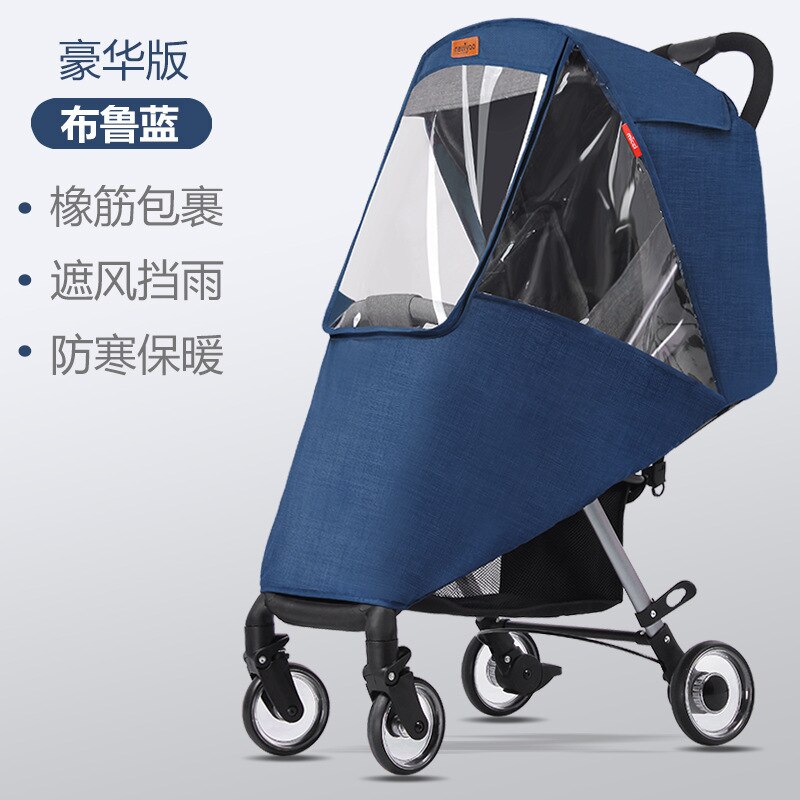 Universal carrinho de bebê capa de chuva perambulator capa de chuva guarda-chuva do bebê pára-brisa carro aconchegante inverno carrinho capa de chuva: Blue Deluxe