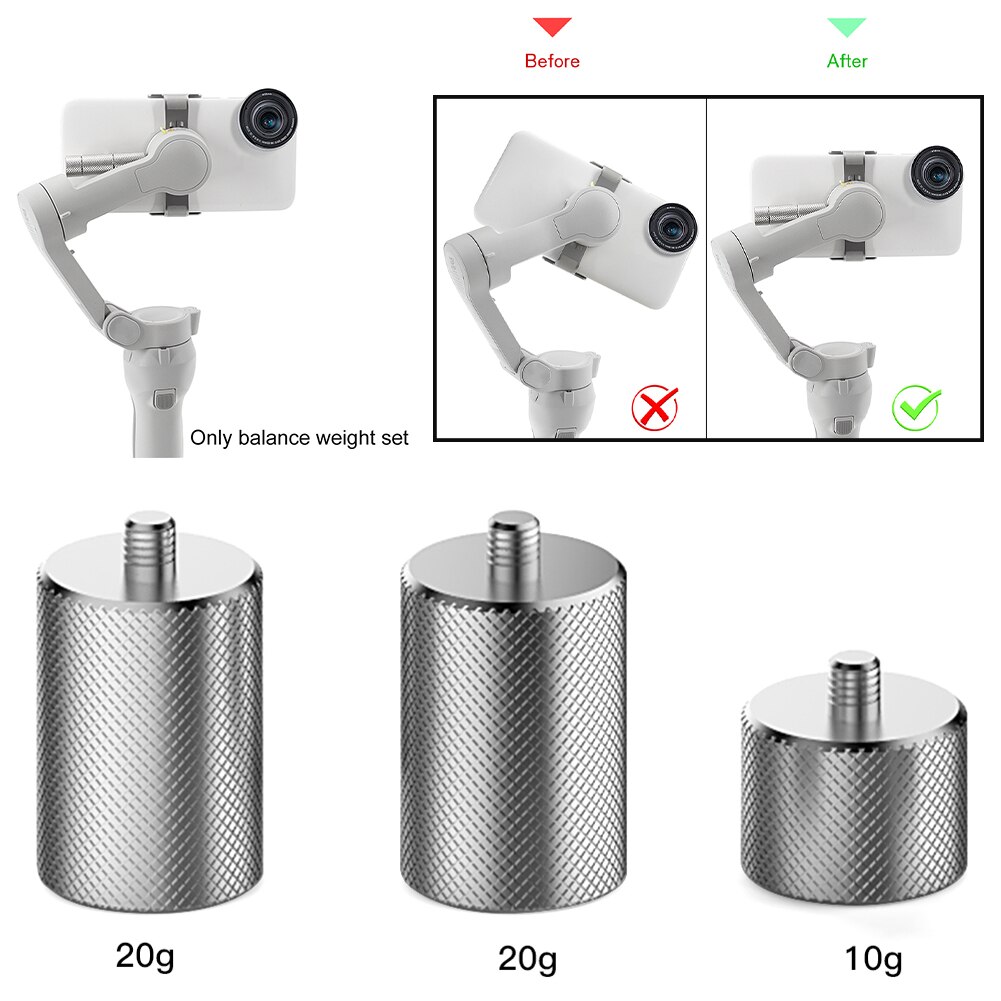 3pcs Keep Balance Gimbal Stabilizer Videopraphy Counterweight 20g 10g Vlog Smartphone Stainless Steel For DJI OSMO Mobile 3 4