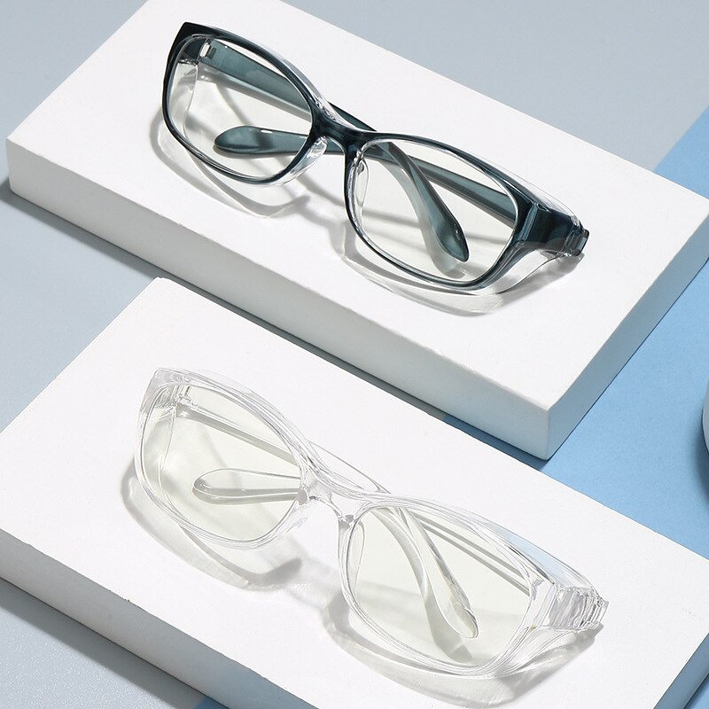 Square Safety Goggles with Side Shields Blue Light Blocking Glasses PC Lens Anti-allergy Windproof Anti Splash Eyewear
