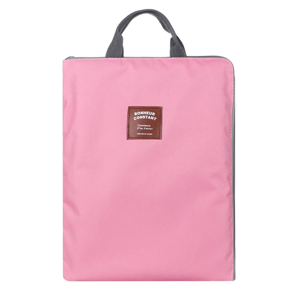 A4 Size Handtas Dubbele Lagen Grote Capaciteit Bestandsmap Duurzaam Waterdicht Handvat Rits Canvas Handtas Voor Zakelijke Documenten: Pink-04