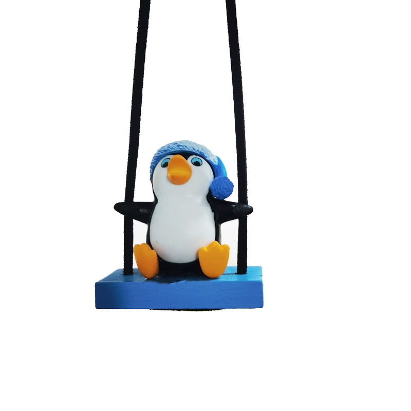 Schaukel Schlitten Pinguin Auto Anhänger Gentleman Pinguin Auto Rückspiegel Dekoration Auto Interieur Zubehör Ebene puppe Spielzeug: Braun