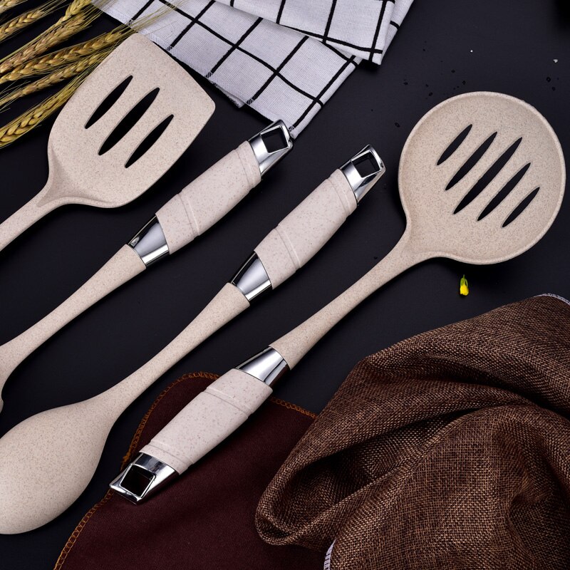 Juego de utensilios de cocina de Platycodon de trigo, utensilios de cocina de material de protección ambiental de grado alimenticio, diez piezas