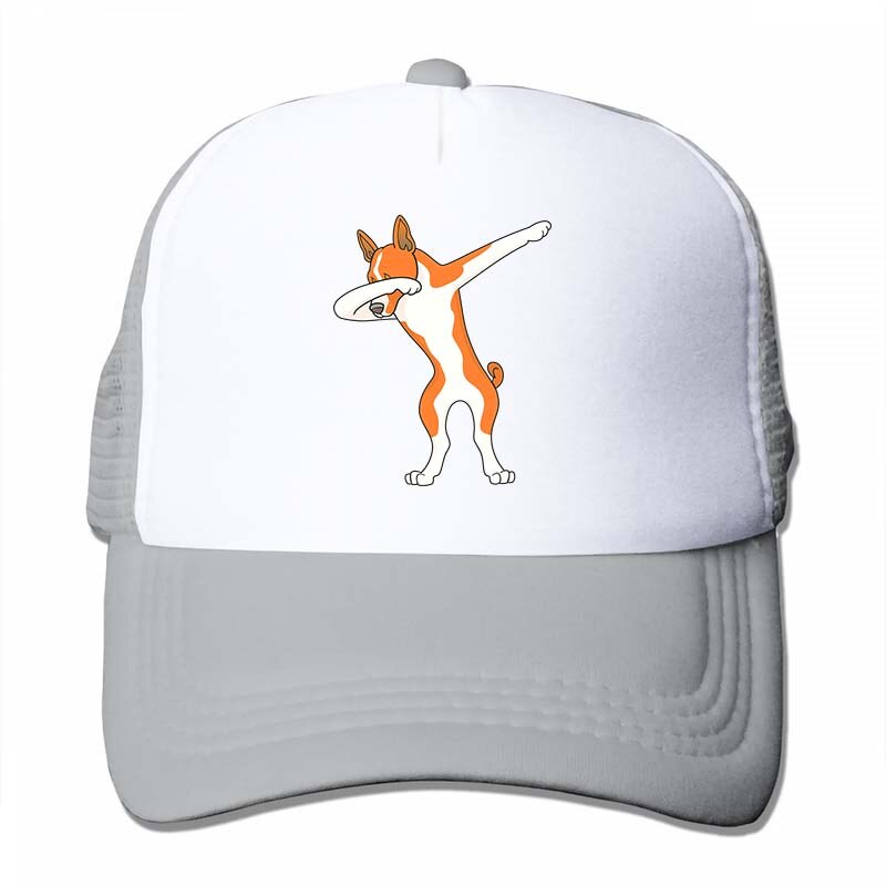 Funny Basenji Dabbing Baseball cap men women Trucker Hats adjustable cap: 4-Gray