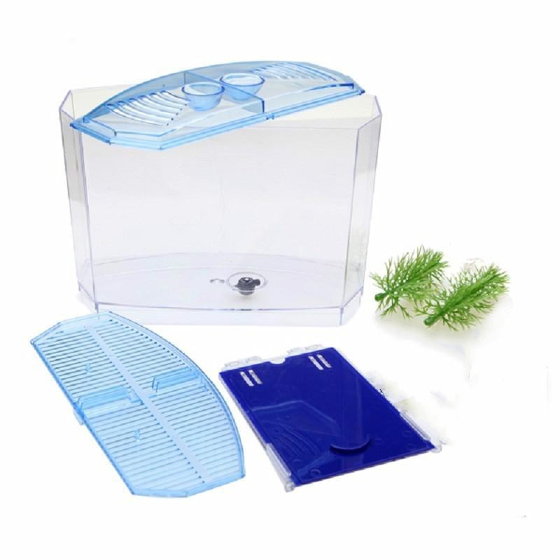 2 Size Acrylic Aquarium Betta-fish Tank Mini Incubator Fishbowl For Fry Isolation Hatchery Guppy Fish Reptile Cage Turtle House