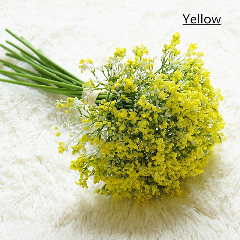 Nat duft 30cm kunstig baby ånde blomst gypsophila plast blomster planter hjem hotel jul indretning bryllup buket: Gul