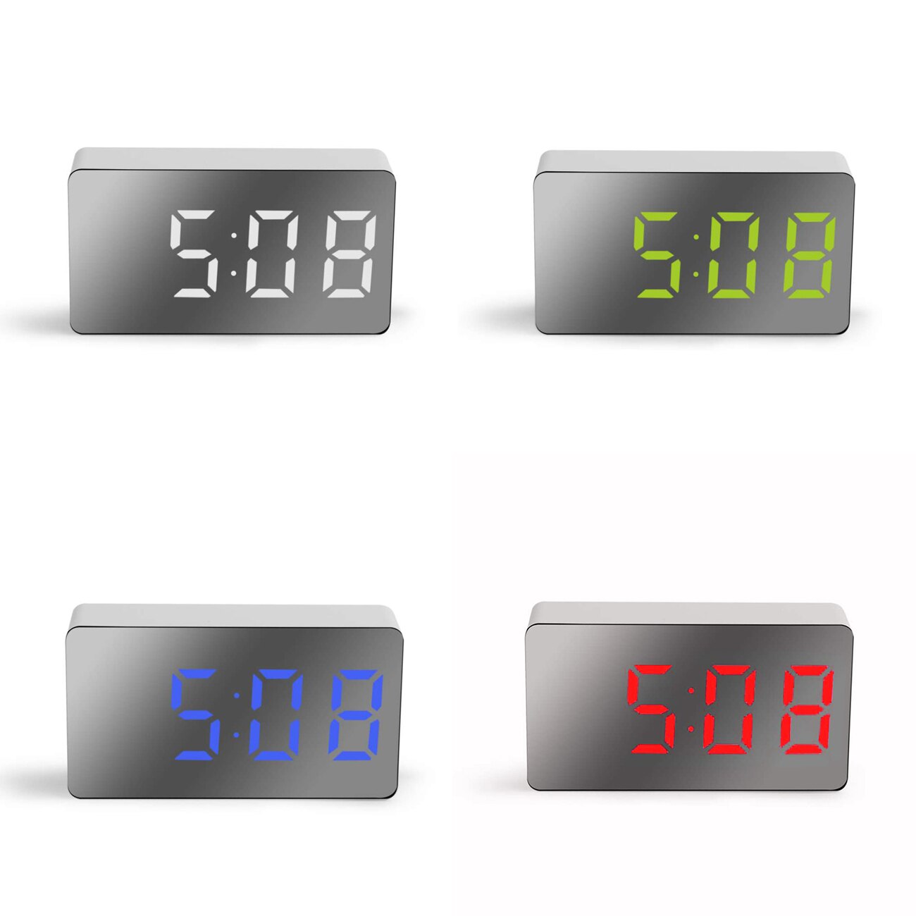 LED Multifunctional Mirror Clock Digital Alarm Snooze Display Time Night LCD Light Table Desktop USB 5v/No Battery Home Decor