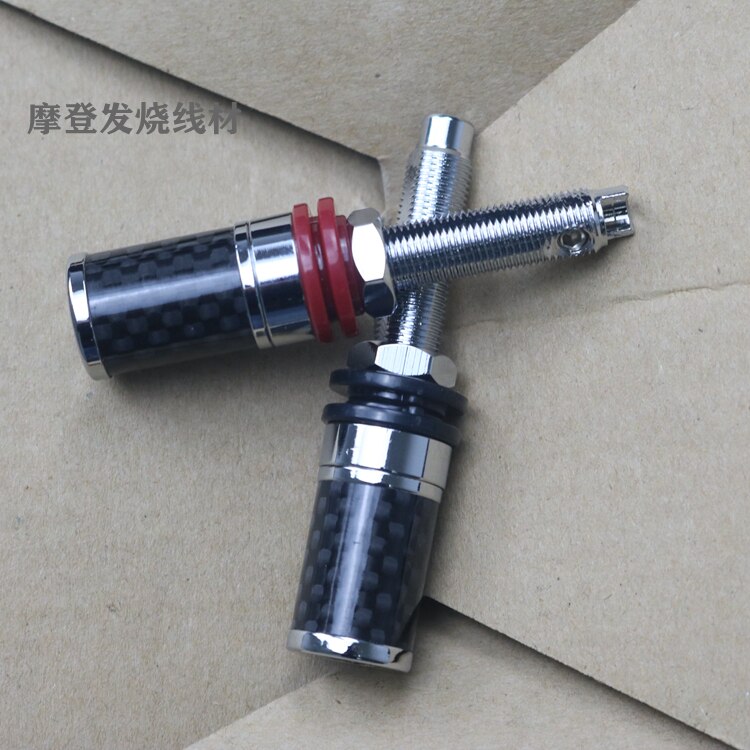 Conector de cobre chapado en rodio para altavoz de 5 vías, conector hembra de conector de Banana, fibra de carbono, protección de Audio HIFI, bloqueo de tornillo artesanal