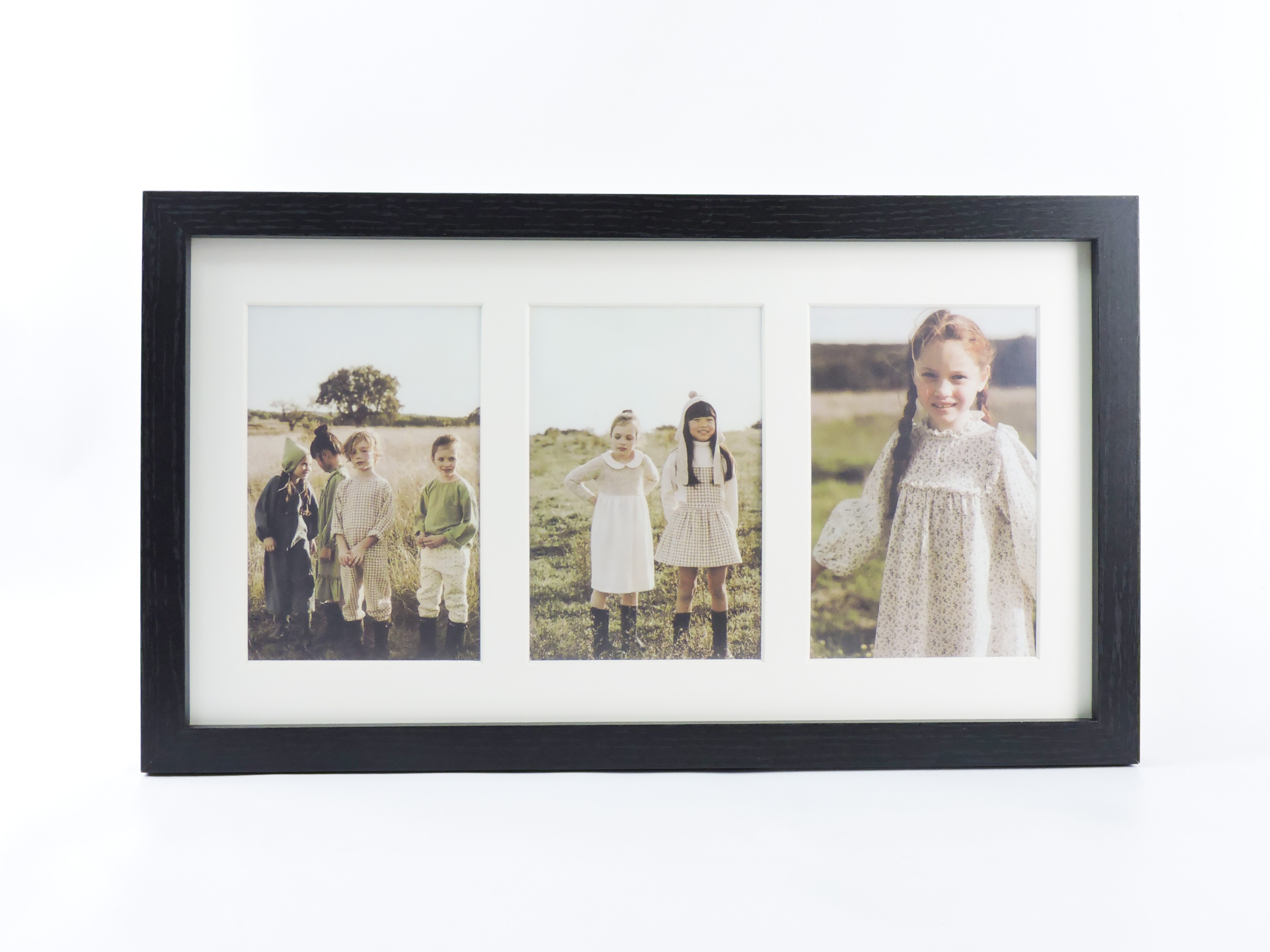 Multiple photo frame with paspartu for 3 photo collage 10x15: Black