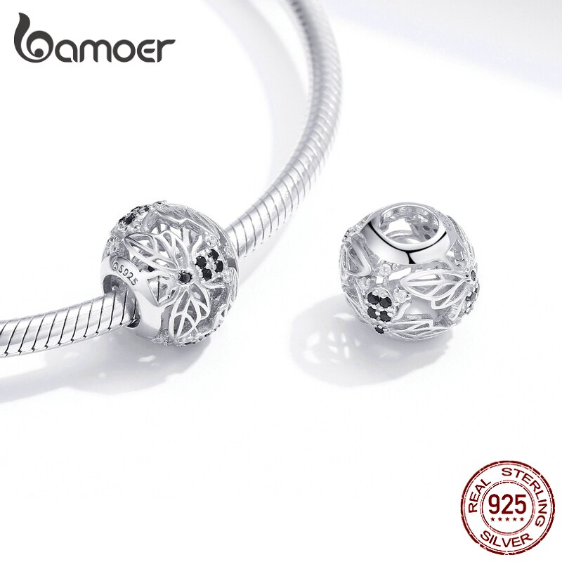 Bamoer 925 prata esterlina abelha aberto redonda contas de metal charme caber original prata cobra pulseira marca luxo jóias bsc200