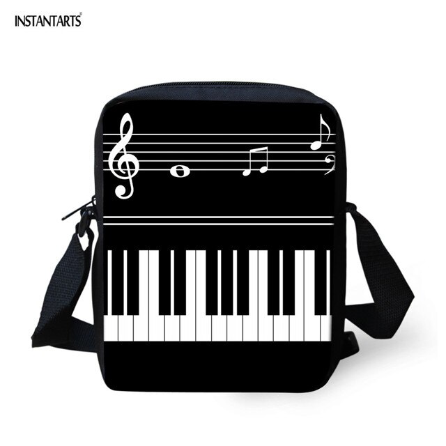 INSTANTARTS Music Note Piano Crossbody Bag Brand School Student Bookbag Mini Messenger Bag Flap Handbag Schoolbag: HM3316E