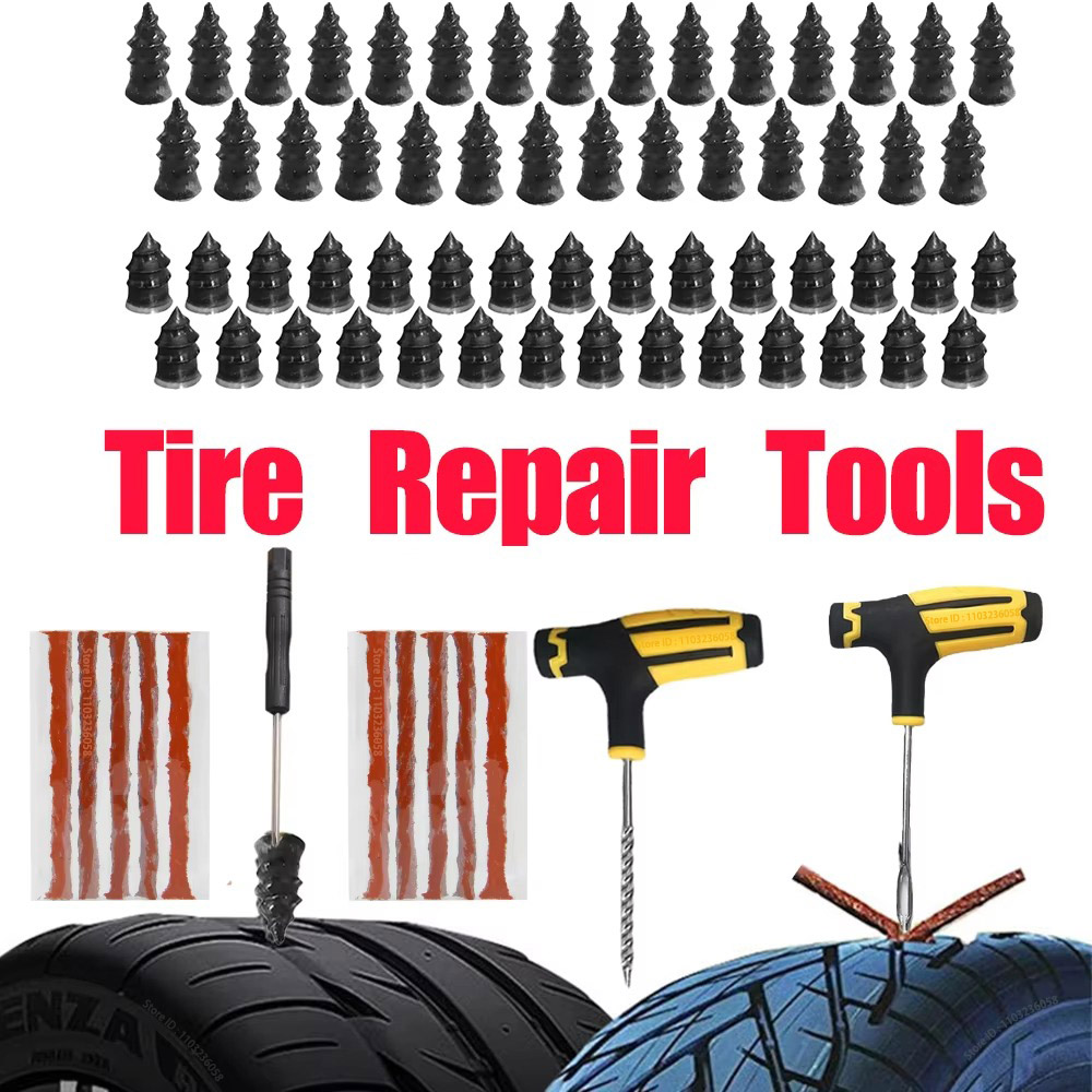 PWS-Kit de herramientas de reparación de neumáticos de coche, Kit de reparación de pinchazos de neumáticos sin cámara de goma, herramienta de tachuelas para bicicleta, juego de reparación de neumáticos de motocicleta