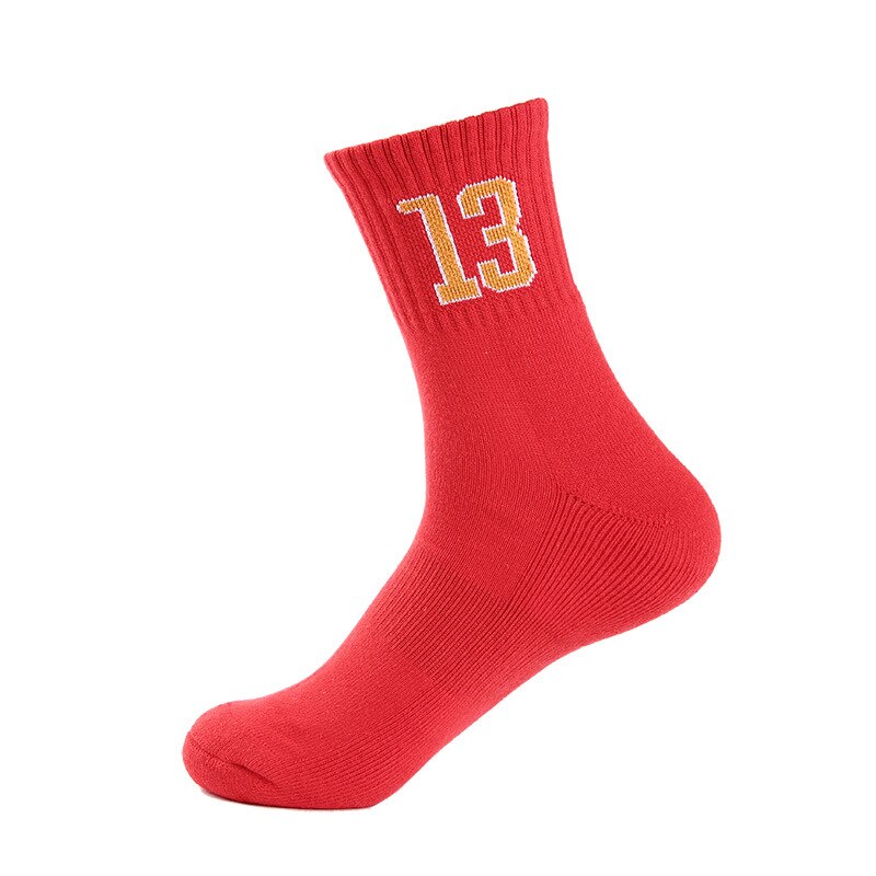 Brothock Uomini di pallacanestro con numero di stelle di cotone squadra modello digitale di sport calze fondo asciugamano ammortizzatore elite calzini: Red NO.13