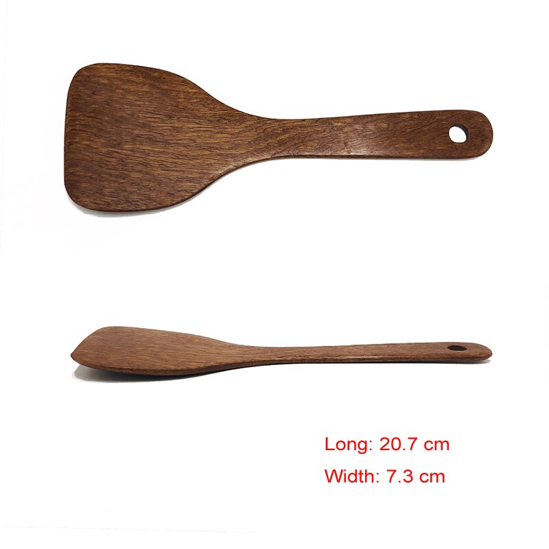 Juego de utensilios de cocina antiadherentes de madera de teca, espátula, pala, sopa, cuchara de arroz, herramienta de cocina, vajilla, 1 ud.: 1
