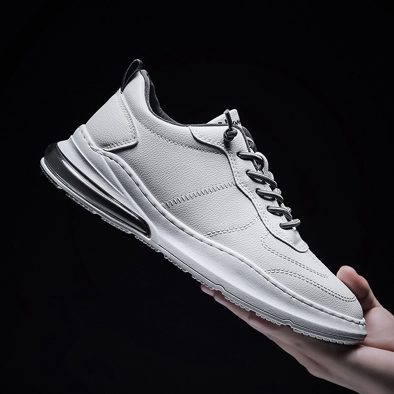 Aizhetu læder sneakers fritidssko mænd hvide sneakers flade snørebånd komfort sneakers sportssko mand